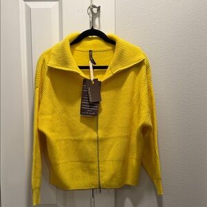 Yellow Women's Sweater Jacket 100% Cashmere